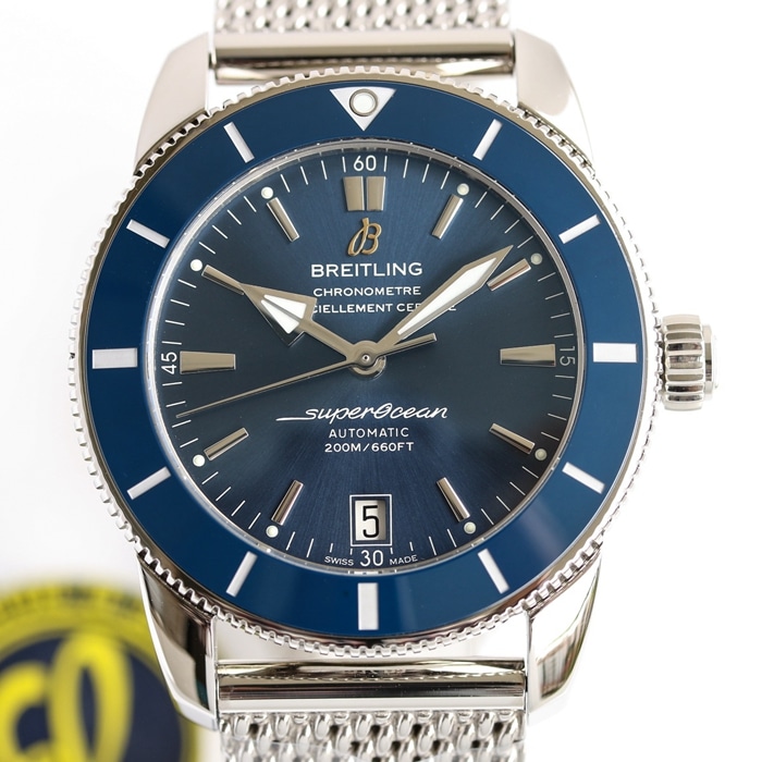 top-tier watch Breitling men's blue dial super ocean culture mechanical watch front view