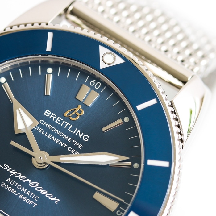 top-tier watch Breitling men's blue dial super ocean culture mechanical watch detail shots