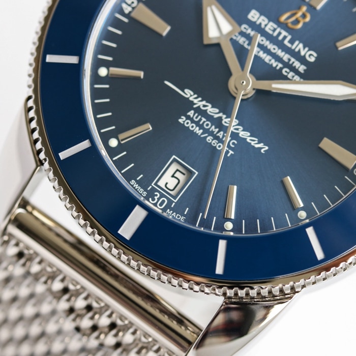 top-tier watch Breitling men's blue dial super ocean culture mechanical watch detail shots