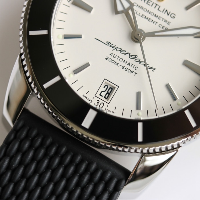 Top Breitling men's Superocean Heritage white dial automatic watch detailed photos