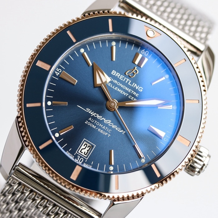 top-tier watch Breitling men's blue dial super ocean culture mechanical watch front view