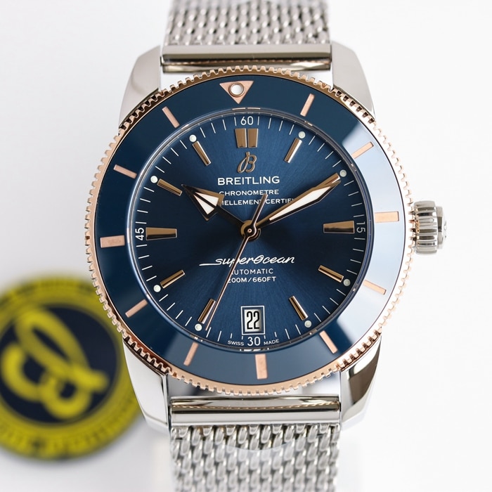 top-tier watch Breitling men's blue dial super ocean culture mechanical watch front view