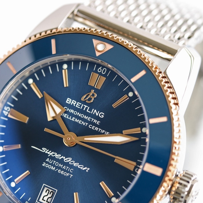 top-tier watch Breitling men's blue dial super ocean culture mechanical watch detail shots
