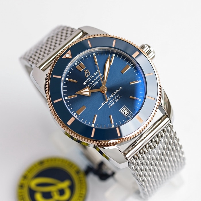 top-tier watch Breitling men's blue dial super ocean culture mechanical watch front view