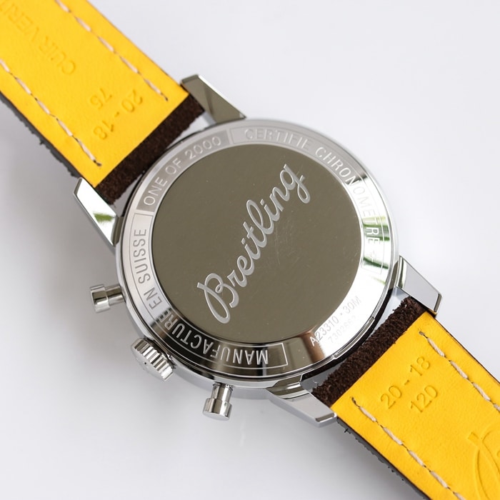 Top collectible watches Breitling Men's White Plate Top Time Series Belt Wristwatch Back Cover Figure