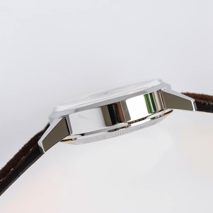 Top collectible watches Breitling Men's White Plate Top Time Series Belt Watch Side View