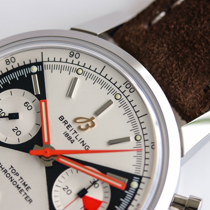 Top collectible watches Breitling Men's White Plate Top Time Series Belt Watch Details