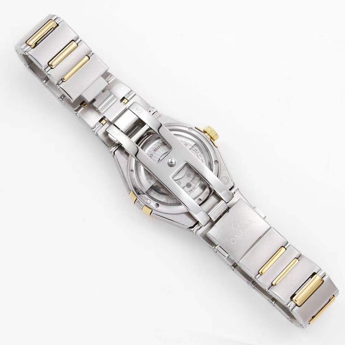 top-tier watch Omega women's gold plate constellation series steel bracelet watch clasp picture