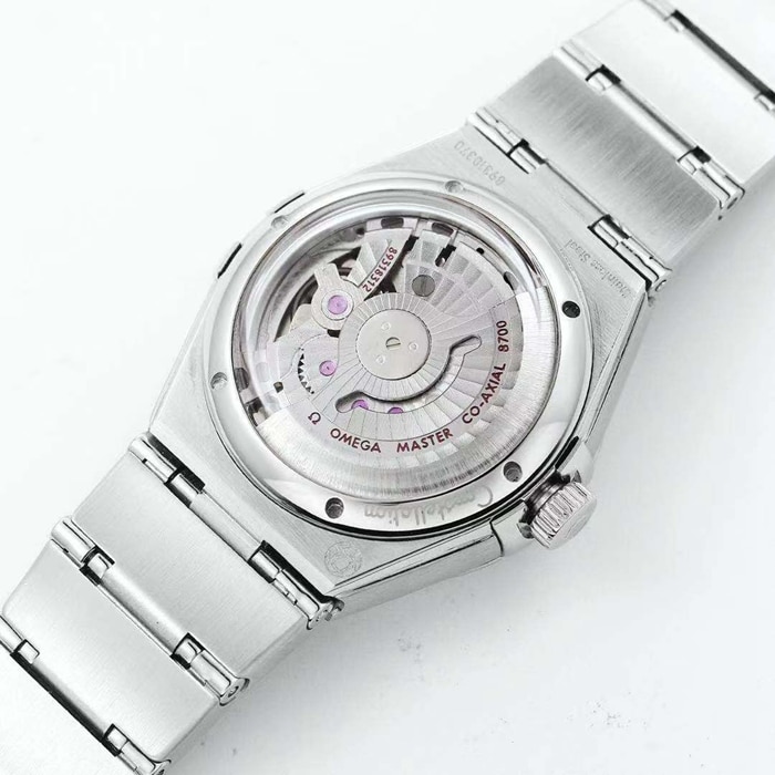 top-tier watch Omega women's black dial constellation series steel bracelet watch movement picture