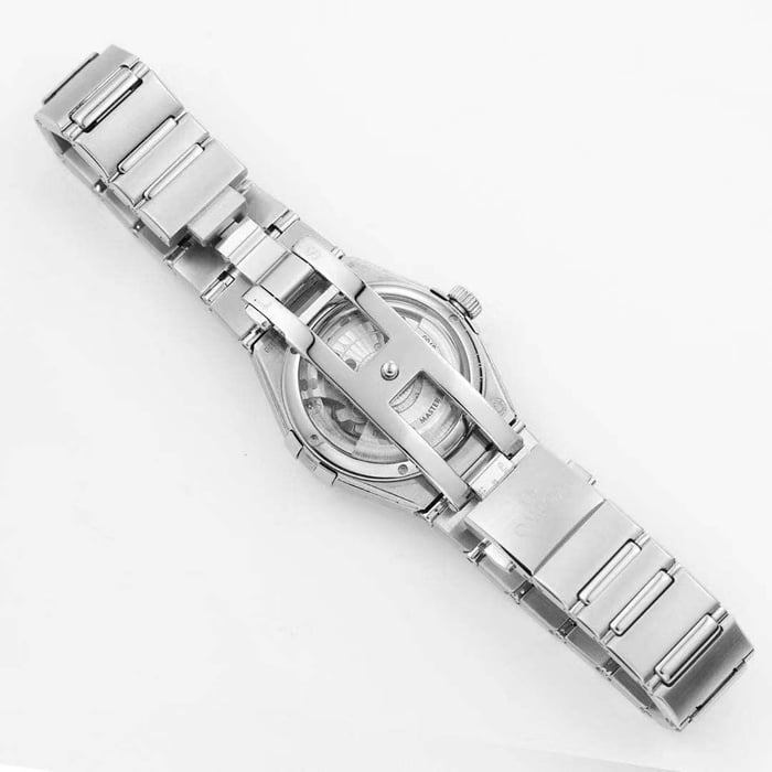 top-tier watch Omega women's black dial constellation series steel bracelet watch clasp picture