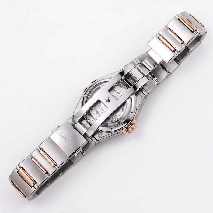 top-tier watch Omega women's blue dial constellation series steel bracelet watch clasp picture