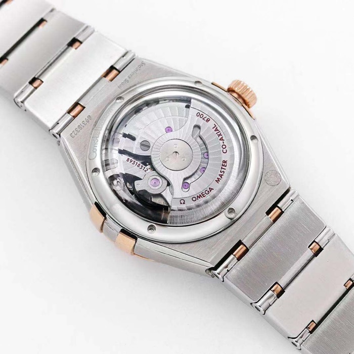 top-tier watch Omega women's blue dial constellation series steel bracelet watch movement picture