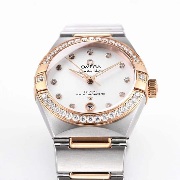 Top collectible watches Omega Women's White Plate Constellation Steel Strap Watch Details