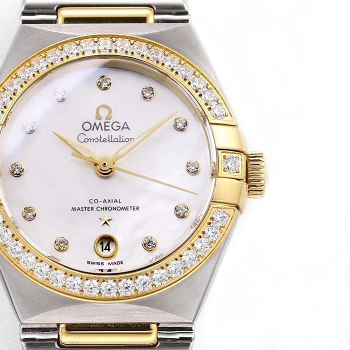 Top collectible watches Omega Women's White Plate Constellation Steel Strap Watch Details