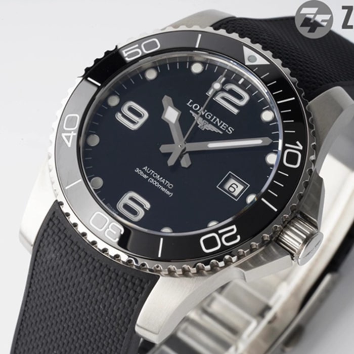 top-tier watch Longines men's black dial Concas series leather strap watch front view