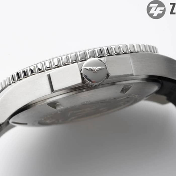 top-tier watch Longines men's black dial Concas series leather strap watch side view