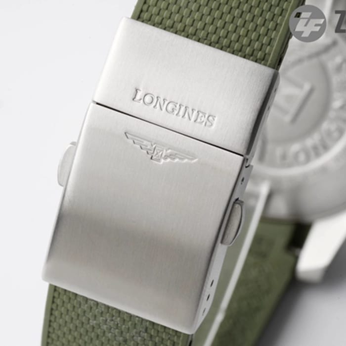 top-tier watch Longines men's green dial Concas series leather strap watch clasp picture