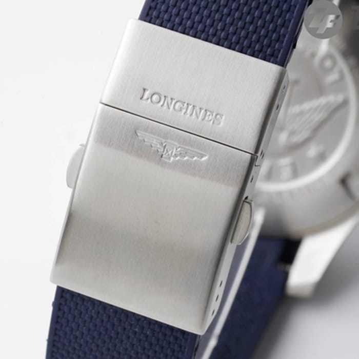 top-tier watch Longines men's blue dial Concas series leather strap mechanical watch clasp picture