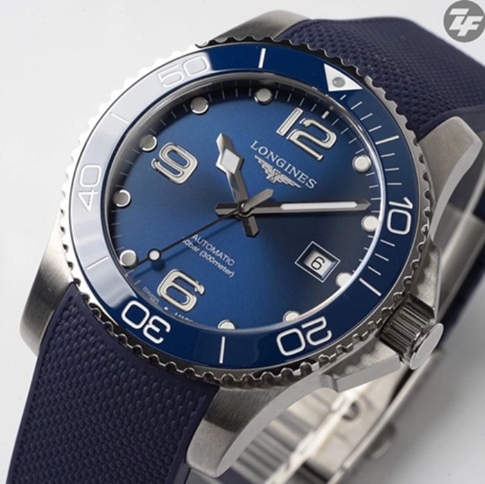 top-tier watch Longines men's blue dial Concas series leather strap mechanical watch front view