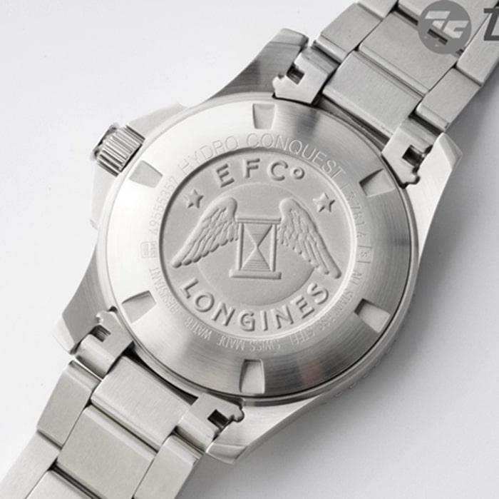 Top-tier watch Longines men's green dial Concas series mechanical steel bracelet watch back cover picture