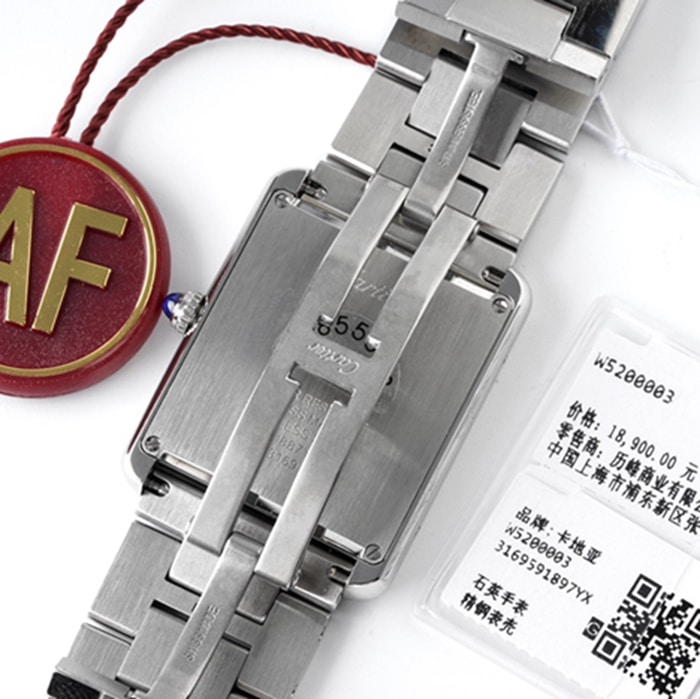 top-tier watch Cartier women's white dial tank series steel bracelet watch clasp picture