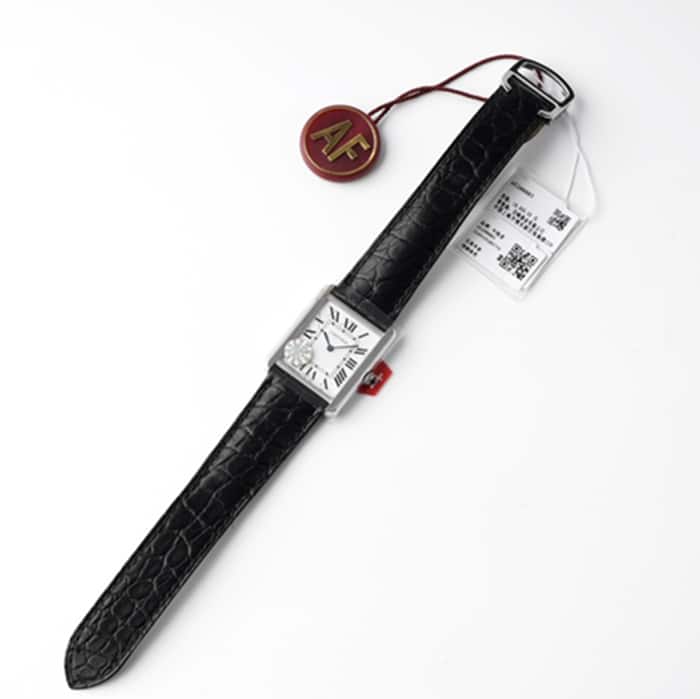 top-tier watch Cartier women's white dial tank series leather strap watch front view