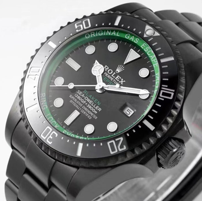 top-tier watch Rolex men's black dialsteel bracelet watch front view