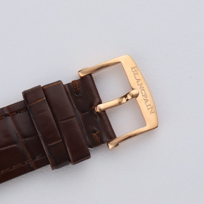 Top-tier watch Blancpain men's white dial Art Master series leather strap watch clasp picture