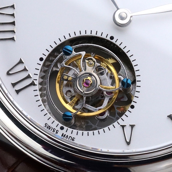 Top-tier watch Blancpain men's white dial Art Master series leather strap watch movement picture