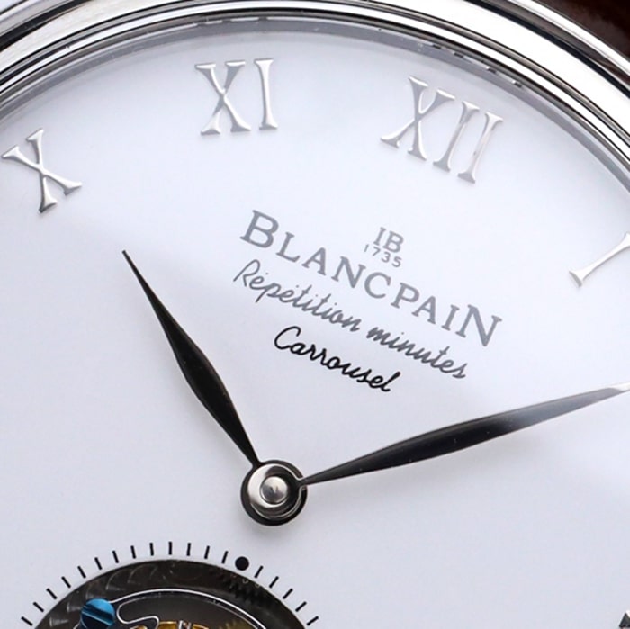 Top-tier watch Blancpain men's white dial Art Master series leather strap watch detail shots