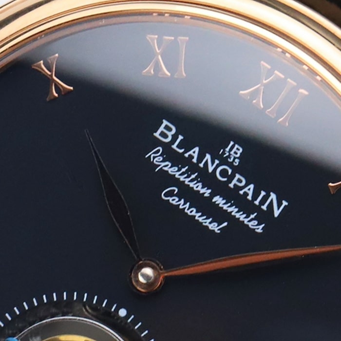 top-tier watch Blancpain men's black dial Art Master series leather strap watch detail shots
