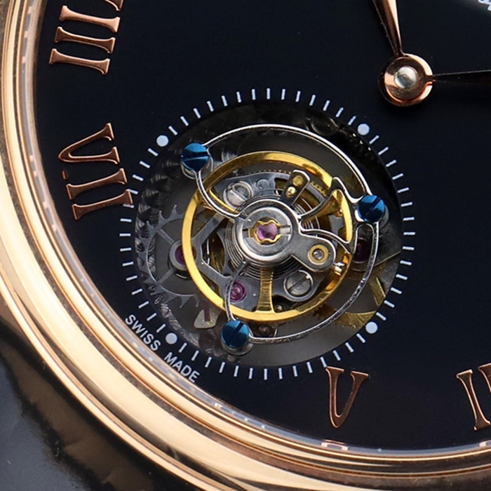 Top-tier watch Blancpain men's black dial Art Master series leather strap watch movement picture