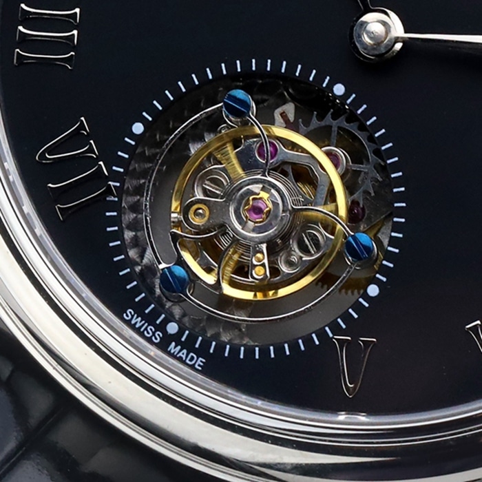 Top-tier watch Blancpain men's black dial Art Master series leather strap watch movement picture