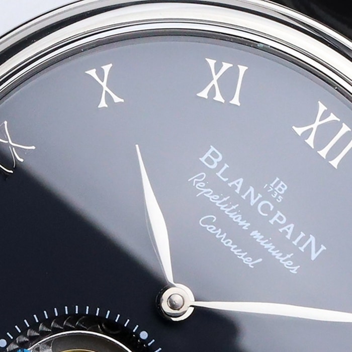 top-tier watch Blancpain men's black dial Art Master series leather strap watch detail shots