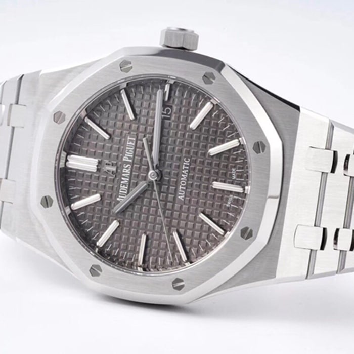 top-tier watch Audemars Piguet men's brown dial Royal Oak series mechanical steel bracelet watch front view
