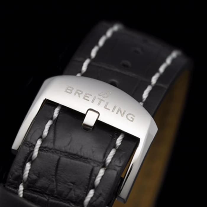 top-tier watch Breitling men's black dial aviation chronograph1 series leather strap watch clasp picture