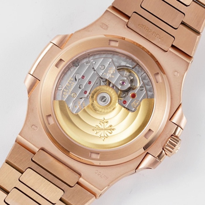 top-tier watch Patek Philippe men's white dialsteel bracelet watch movement picture