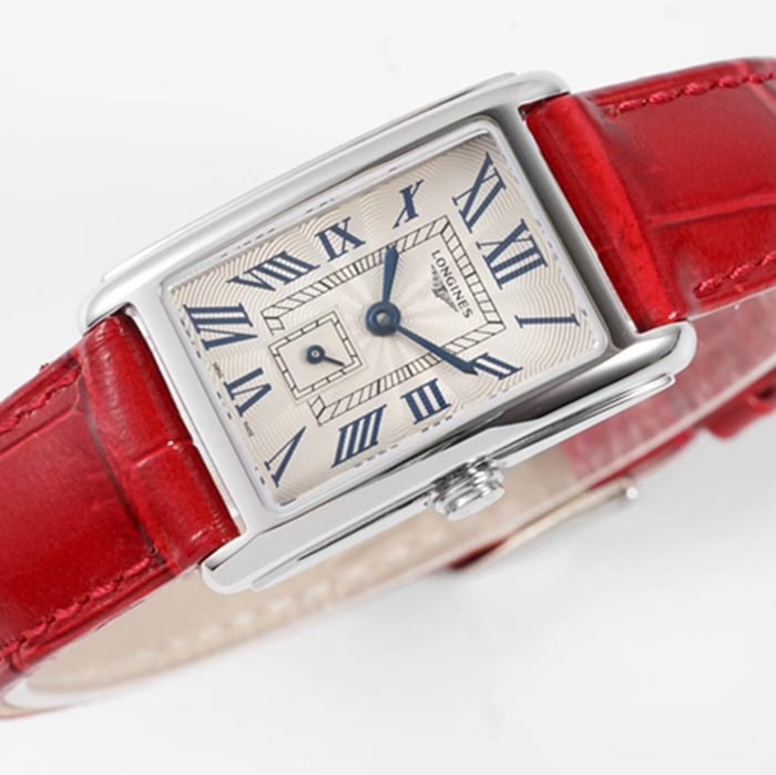 top-tier watch Longines women's white dial Dai Zhuowina series leather strap watch front view