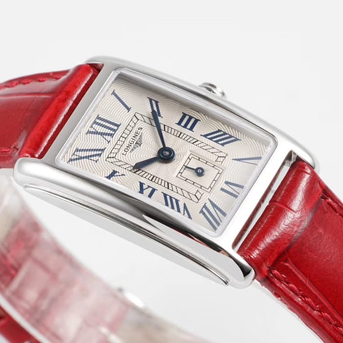top-tier watch Longines women's white dial Dai Zhuowina series leather strap watch front view