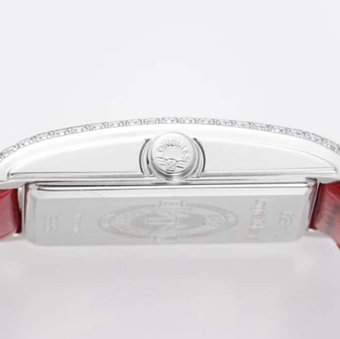 top-tier watch Longines women's white dial Dai Zhuowina series leather strap watch side view