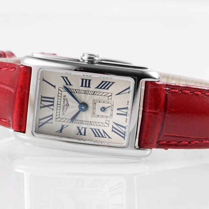 top-tier watch Longines women's white dial Dai Zhuowina series leather strap watch front view