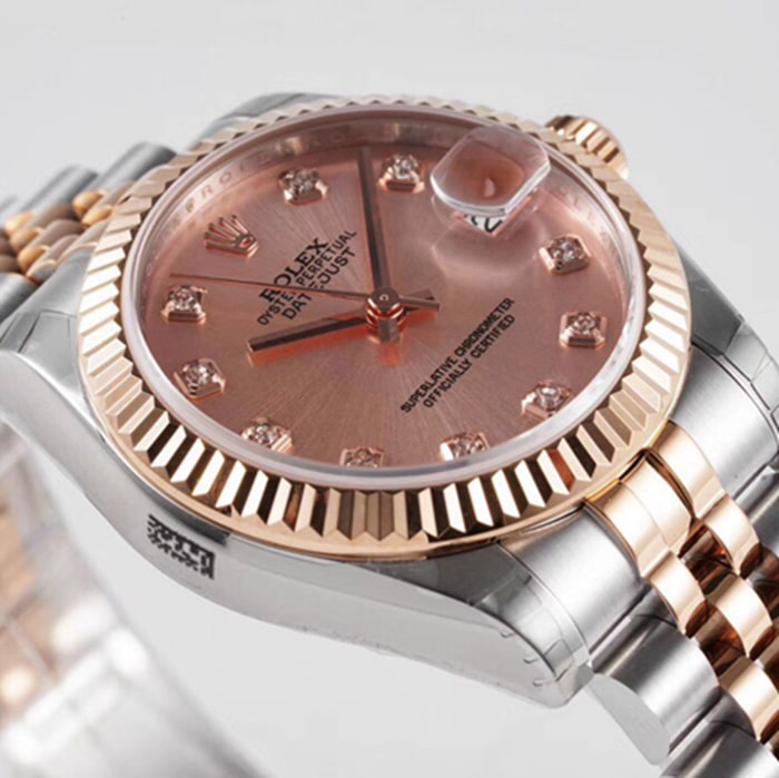 top-tier watch Rolex men's brown plate Oyster Perpetual Datejust steel bracelet watch front view