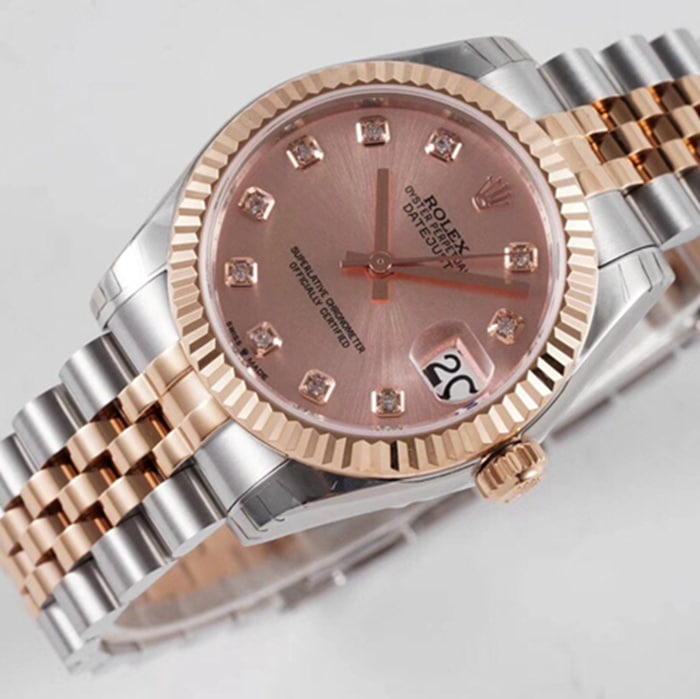 top-tier watch Rolex men's brown plate Oyster Perpetual Datejust steel bracelet watch front view