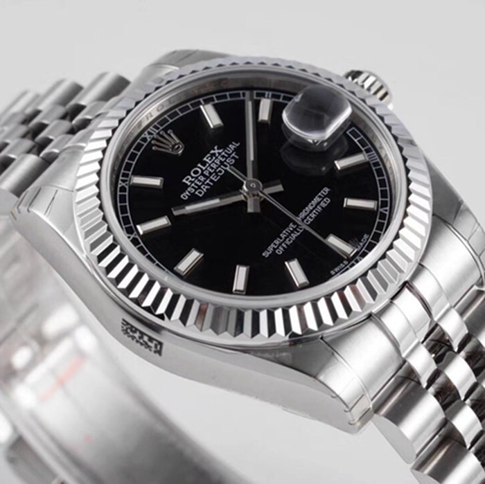 top-tier watch Rolex men's blue dial Oyster Perpetual Datejust 31mm series steel bracelet watch front view