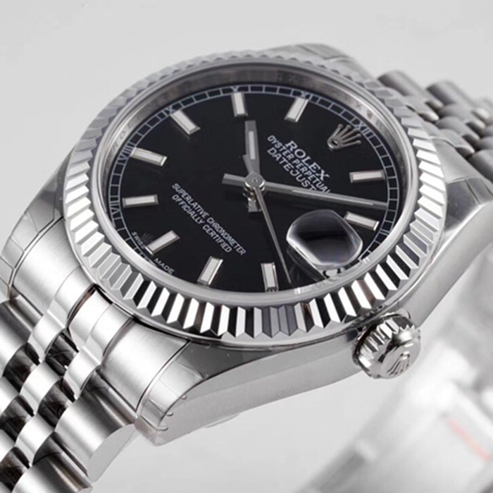 top-tier watch Rolex men's blue dial Oyster Perpetual Datejust 31mm series steel bracelet watch front view