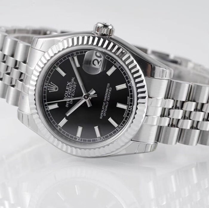 top-tier watch Rolex men's blue dial Oyster Perpetual Datejust 31mm series steel bracelet watch front view