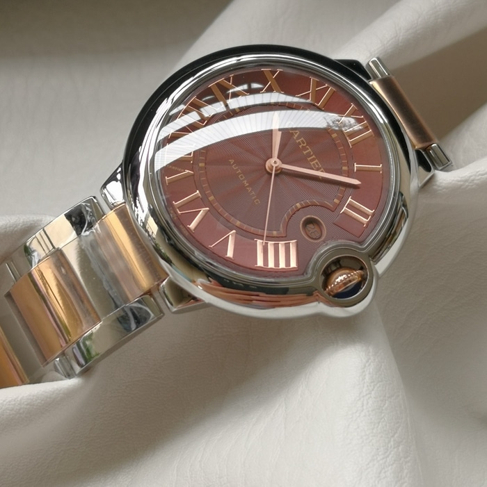 top-tier watch Cartier men's brown dial blue balloon series mechanical watch front view