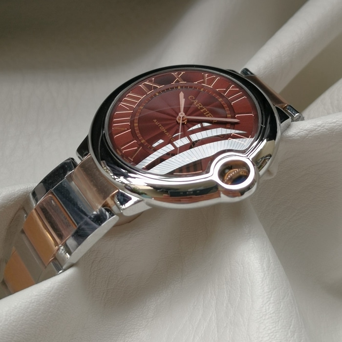 top-tier watch Cartier men's brown dial blue balloon series mechanical watch front view