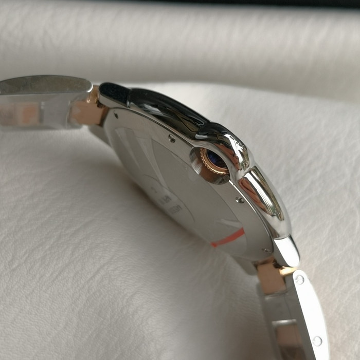 top-tier watch Cartier men's brown plate blue balloon series mechanical watch side view