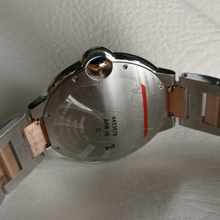 top-tier watch Cartier men's brown plate blue balloon series mechanical watch side view